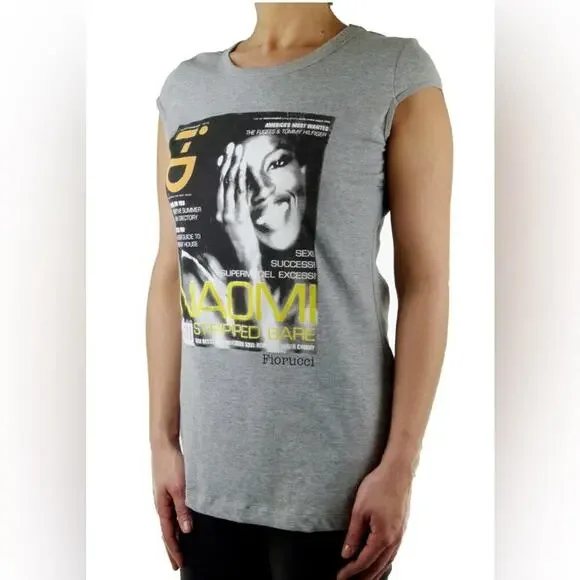 Fiorucci Gray Graphic Cap Sleeve Tee - Picture 3 of 6